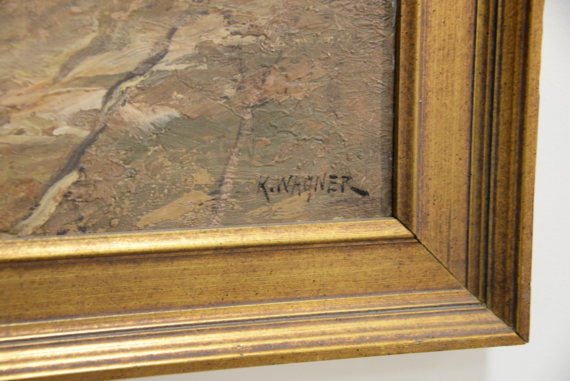 Lot 257 Karl Wagner 18391923 Morning Harbor oil on canvas signed