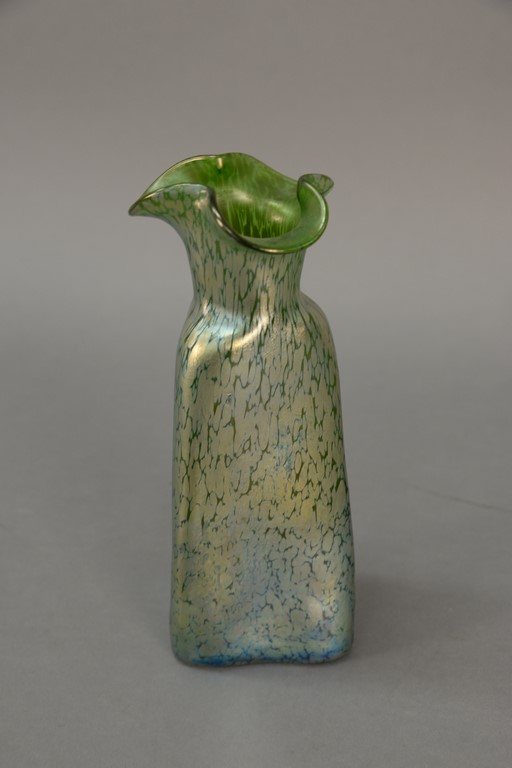 Lot 465: Three Loetz art glass vases including tall green